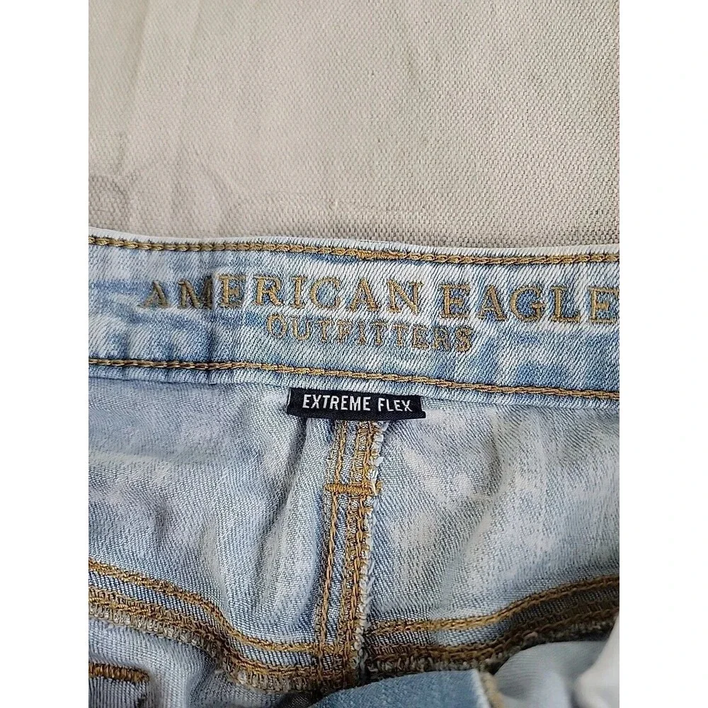 American Eagle Outfitters Jeans Mens 30x33 Skinny Extreme Flex‎ Distressed Blue